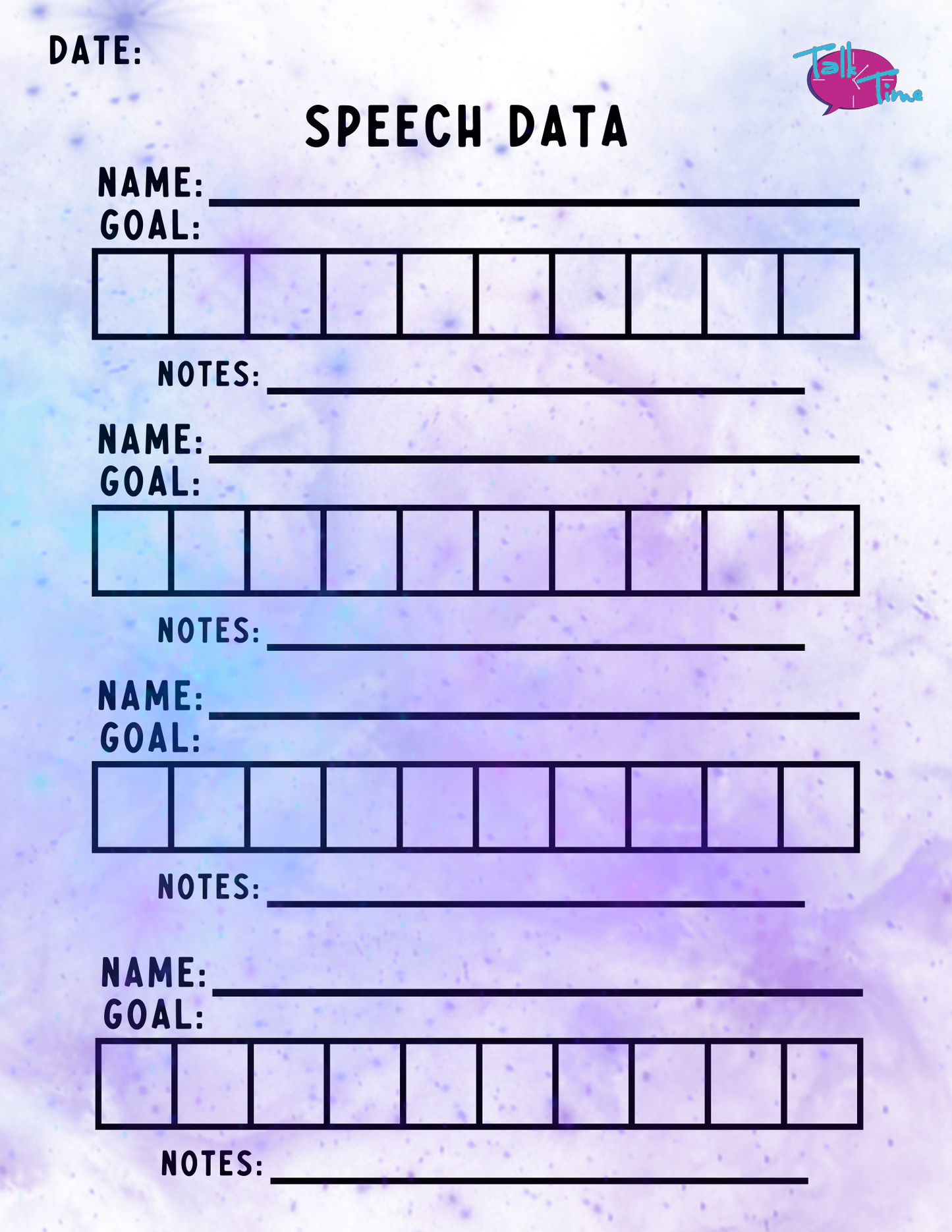 Speech Data Sticky Notepad – Group of 4